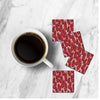 MDF Coasters  4 X 4 INCH |Beautiful Digitally Printed| Set of 4 |red leafy design pattern