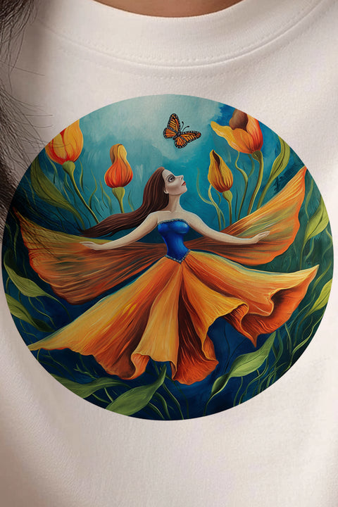 The Butterfly Bloom Women Graphic Printed Oversized T shirt