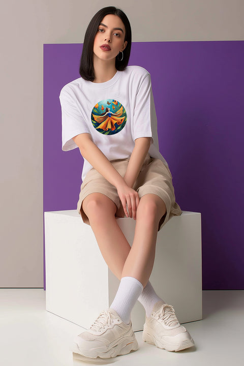 The Butterfly Bloom Women Graphic Printed Oversized T shirt