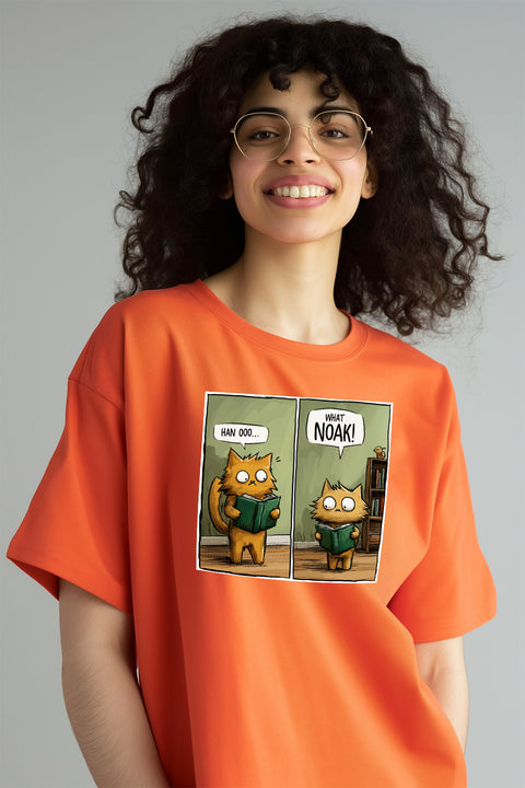 cat Women Graphic Printed Oversized T shirt