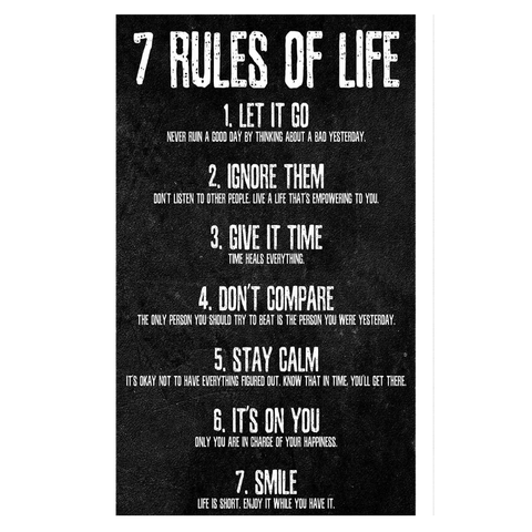 Aluminium Retro Metal Sign Wall Plates Plaque Poster Cafe Wall Art Sign Gift 12 X 8 INCH | 7 rules of life