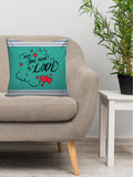 6thCross Printed  Cushion Cover with Inside Filler |all u need is love Cushion | 16" x 16" | Best for Gift