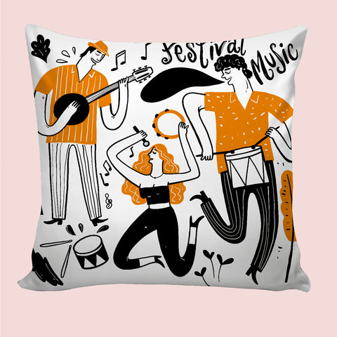 6thCross Printed  Cushion Cover with Inside Filler |artistic pattern 70q Cushion | 12" x 12" | Best for Gift