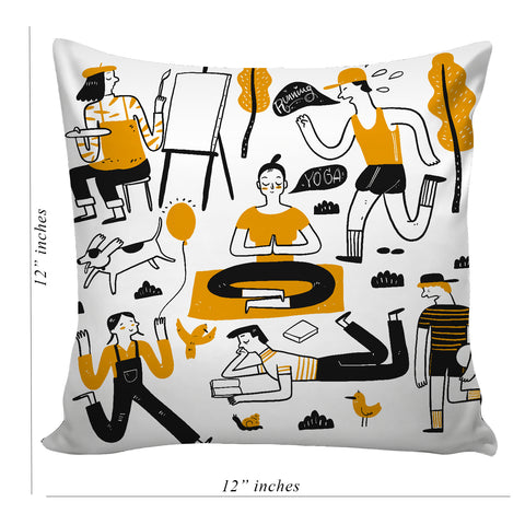 6thCross Printed  Cushion Cover with Inside Filler |artistic pattern 70y Cushion | 12" x 12" | Best for Gift
