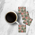 MDF Coasters  4 X 4 INCH |Beautiful Digitally Printed| Set of 4 |autumn leaves (2) pattern