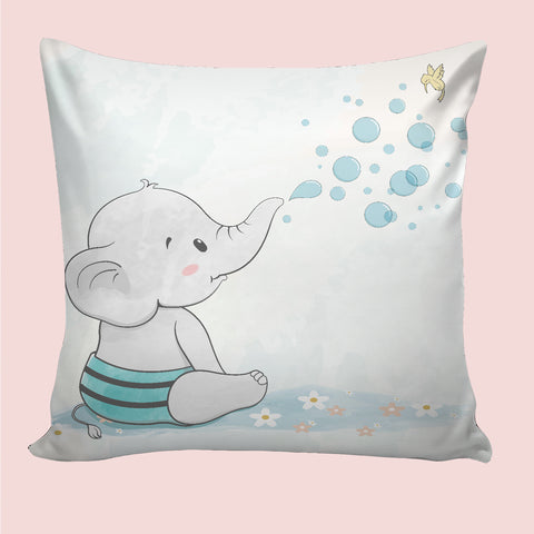 6thCross Printed  Cushion Cover with Inside Filler |baby elephant Cushion | 12" x 12" | Best for Gift