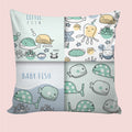 6thCross Printed  Cushion Cover with Inside Filler |baby fish Cushion | 12" x 12" | Best for Gift