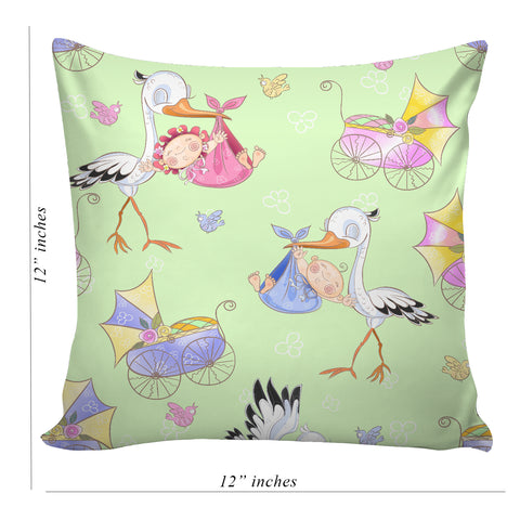 6thCross Printed  Cushion Cover with Inside Filler |bby birth 2 Cushion | 12" x 12" | Best for Gift