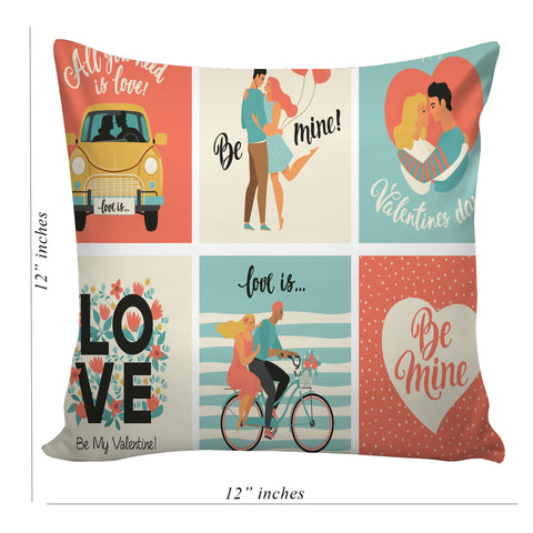 6thCross Printed  Cushion Cover with Inside Filler |be mine 9 a Cushion | 12" x 12" | Best for Gift