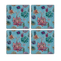 MDF Coasters  4 X 4 INCH |Beautiful Digitally Printed| Set of 4 |blue floral pattern