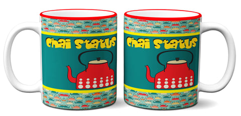 6thCross "chai status" printed Ceramic Tea and Coffee Mug | 11 Oz | Best Gift for Valentine Birthday  Aniiversary