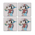MDF Coasters  4 X 4 INCH |Beautiful Digitally Printed| Set of 4 |fish women pattern