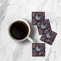 MDF Coasters  4 X 4 INCH |Beautiful Digitally Printed| Set of 4 |floral design 10g pattern