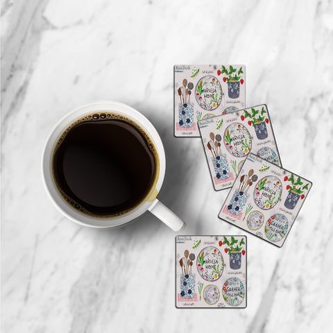 MDF Coasters  4 X 4 INCH |Beautiful Digitally Printed| Set of 4 |floral design waycott 12 pattern