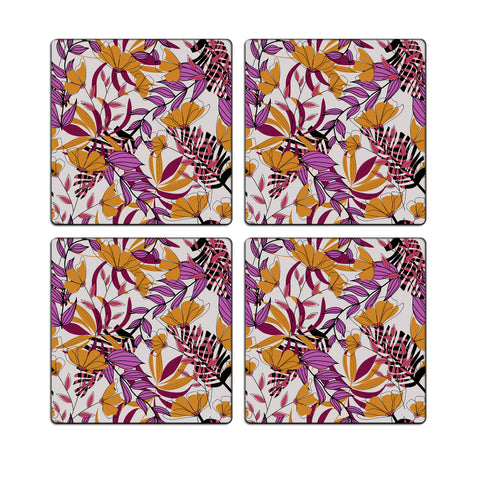 MDF Coasters  4 X 4 INCH |Beautiful Digitally Printed| Set of 4 |floral pattern 60o pattern