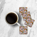 MDF Coasters  4 X 4 INCH |Beautiful Digitally Printed| Set of 4 |floral pattern 60p pattern