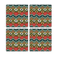 MDF Coasters  4 X 4 INCH |Beautiful Digitally Printed| Set of 4 |folk art 9 e pattern