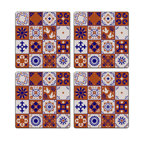 MDF Coasters  4 X 4 INCH |Beautiful Digitally Printed| Set of 4 |folk art 9 f pattern