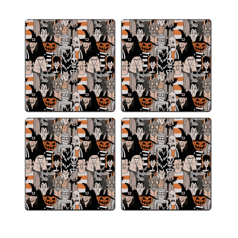 MDF Coasters  4 X 4 INCH |Beautiful Digitally Printed| Set of 4 |ghost stories pattern