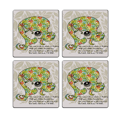 MDF Coasters  4 X 4 INCH |Beautiful Digitally Printed| Set of 4 |i will rise pattern