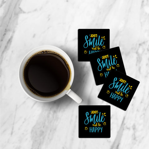MDF Coasters  4 X 4 INCH |Beautiful Digitally Printed| Set of 4 |just smile pattern