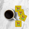 MDF Coasters4 X 4 INCH |Beautiful Digitally Printed| Set of 4 |lets be happy pattern
