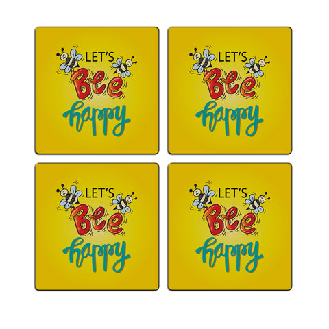 MDF Coasters  4 X 4 INCH |Beautiful Digitally Printed| Set of 4 |lets be happy pattern