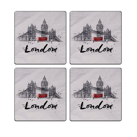 MDF Coasters  4 X 4 INCH |Beautiful Digitally Printed| Set of 4 |london pattern
