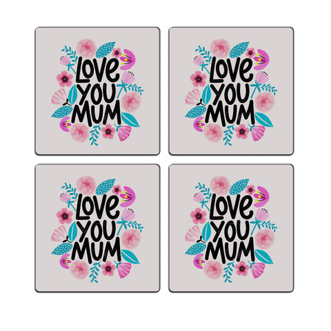 MDF Coasters  4 X 4 INCH |Beautiful Digitally Printed| Set of 4 |luve u mom 5 pattern
