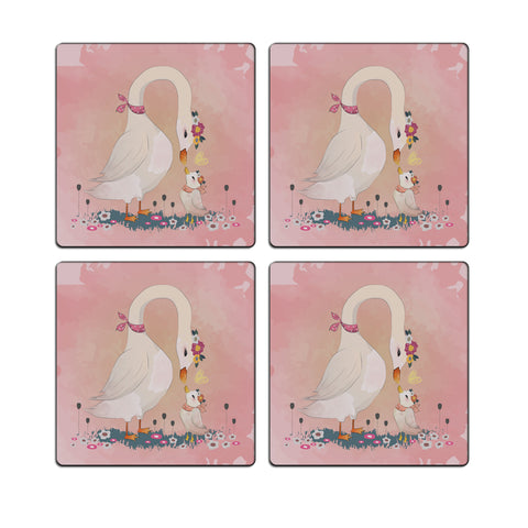 MDF Coasters  4 X 4 INCH |Beautiful Digitally Printed| Set of 4 |mom love crane pattern