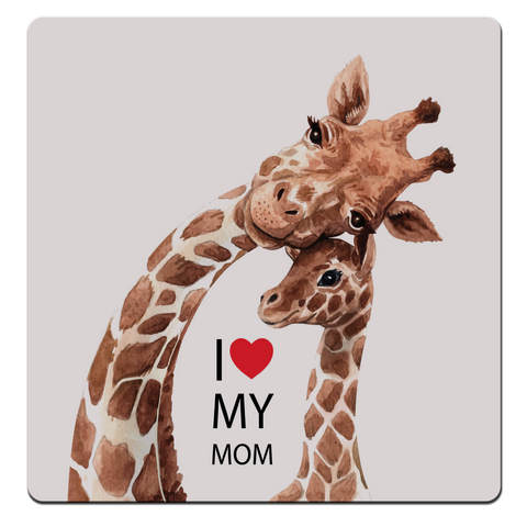 MDF Coasters  4 X 4 INCH |Beautiful Digitally Printed| Set of 4 |mom love giraffe pattern