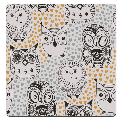 MDF Coasters  4 X 4 INCH |Beautiful Digitally Printed| Set of 4 |owl hoot pattern