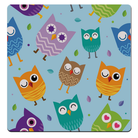 MDF Coasters  4 X 4 INCH |Beautiful Digitally Printed| Set of 4 |owl multi pattern pattern
