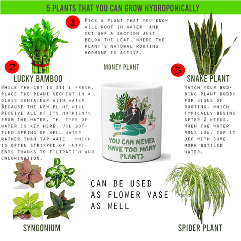 Multi-use hydroponic planter / flower vase | 11 oz | digitally printed | Desktop planter/vase | Home Garden Office Decoration | Best Gift| plant lady planter/vase