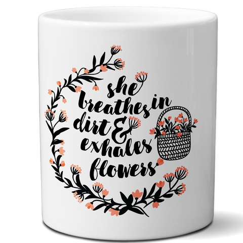 Multi-use hydroponic planter / flower vase | 11 oz | digitally printed | Desktop planter/vase | Home Garden Office Decoration | Best Gift| she exhales planter/vase