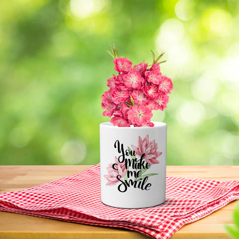 Multi-use hydroponic planter / flower vase | 11 oz | digitally printed | Desktop planter/vase | Home Garden Office Decoration | Best Gift| smile planter/vase