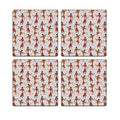 MDF Coasters  4 X 4 INCH |Beautiful Digitally Printed| Set of 4 |warli art orange red pattern