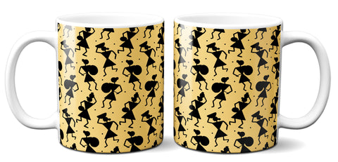 6thCross "worli black" printed Ceramic Tea and Coffee Mug | 11 Oz | Best Gift for Valentine Birthday  Aniiversary